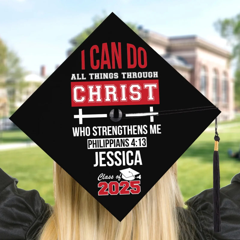 Personalized Graduation Cap – Graduation Gifts For Her, Him – Rooted In Christ, Rising In Strength