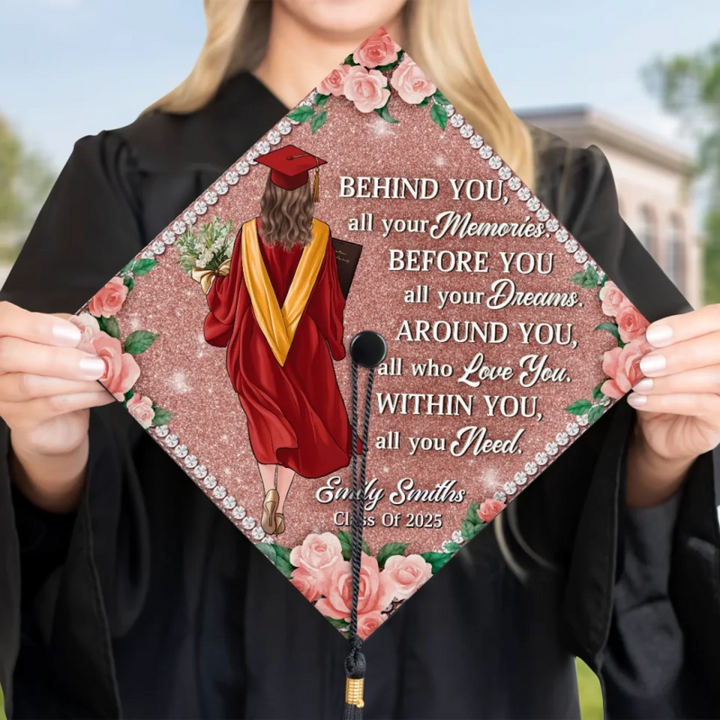 Personalized Graduation Cap – Graduation Gifts For Her, Him – Behind You, All Your Memories