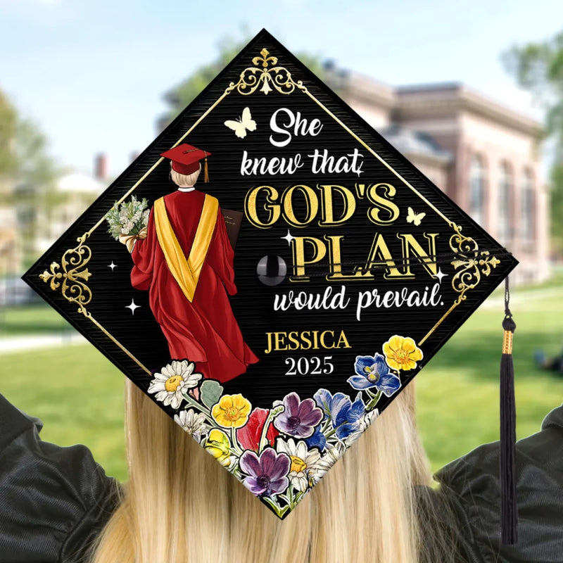 Personalized Graduation Cap – Graduation Gifts For Her, Him – God's Plan Would Prevail