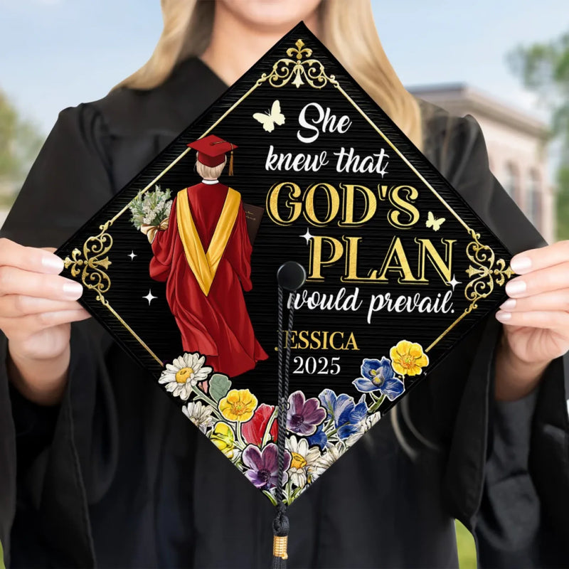 Personalized Graduation Cap – Graduation Gifts For Her, Him – God's Plan Would Prevail