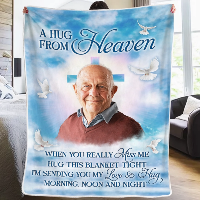 Personalized Photo Blanket – Meaningful Memorial Gift – A Hug From Heaven
