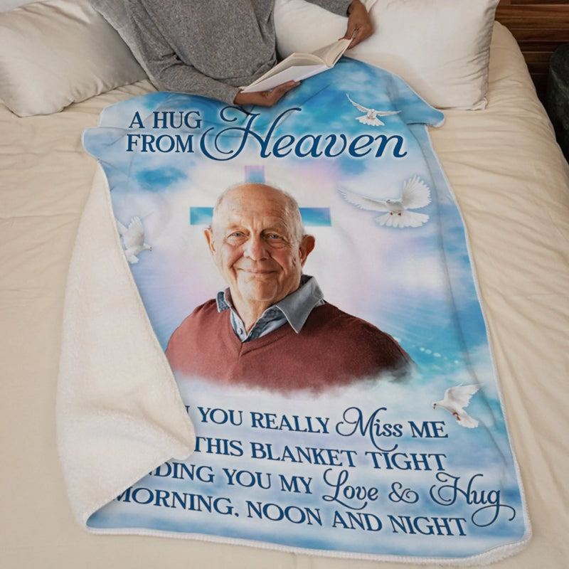 Personalized Photo Blanket – Meaningful Memorial Gift – A Hug From Heaven