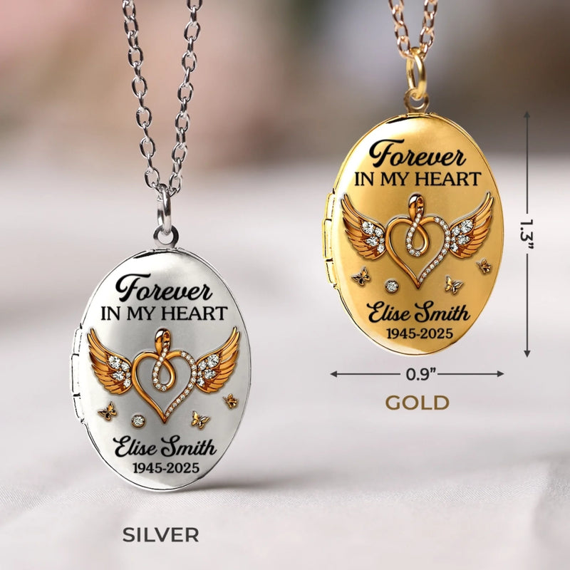 Personalized Photo Locket Necklace – Meaningful Memorial Gift – Forever In Our Hearts