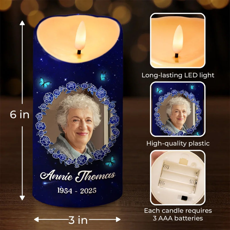 Personalized Photo LED Candle – Meaningful Memorial Gift – Though Absent, You Remain Ever Near