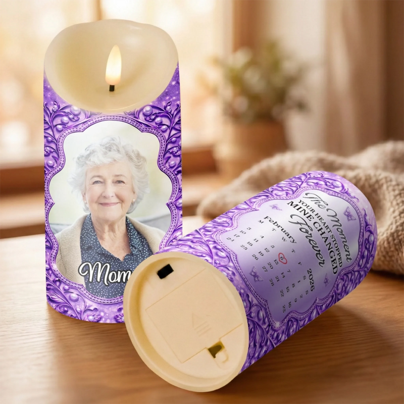 Personalized Photo LED Candle – Meaningful Memorial Gift – Always Loved Never Forgotten