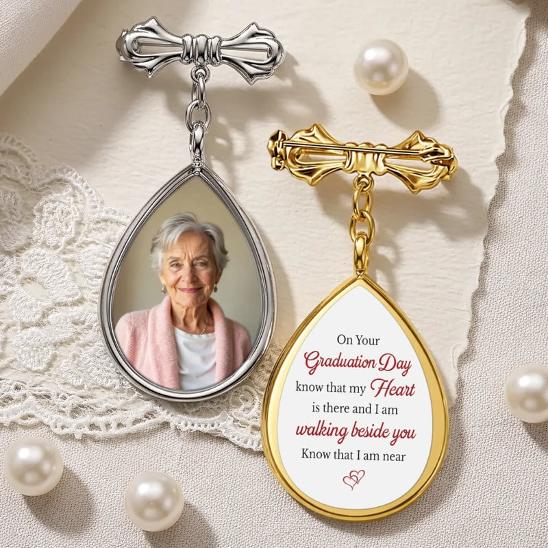Personalized Memorial Photo Teardrop Pin – Meaningful Memorial or Graduation Gift – Graduated With Your Love