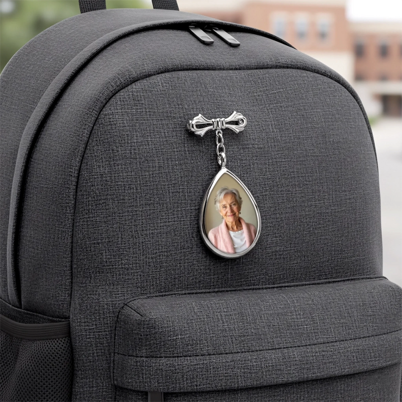 Personalized Memorial Photo Teardrop Pin – Meaningful Memorial or Graduation Gift – Graduated With Your Love