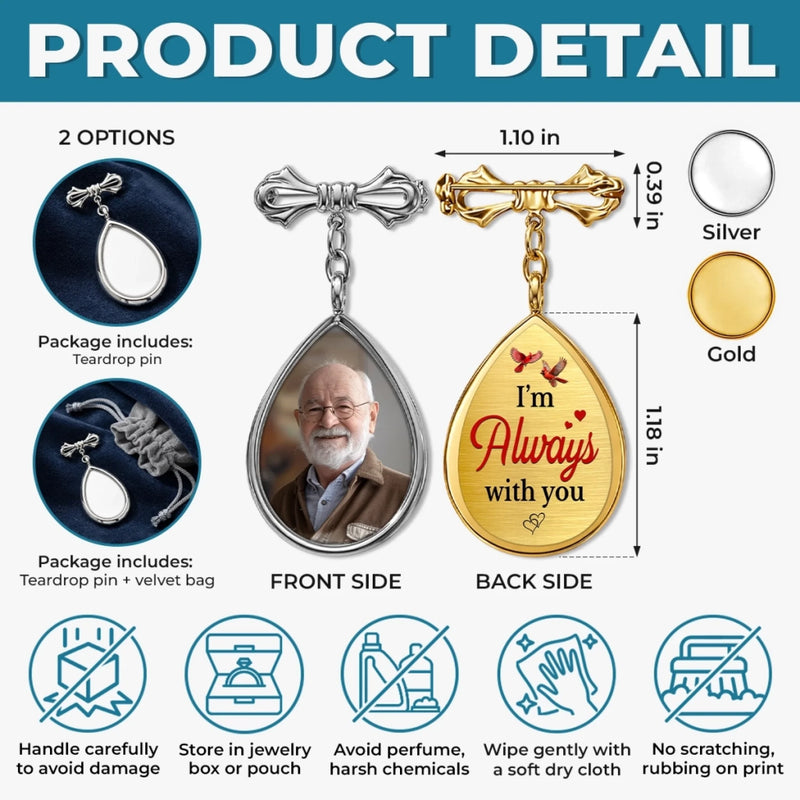 Personalized Memorial Photo Teardrop Pin – Meaningful Memorial Gifts – Your Love Lives On