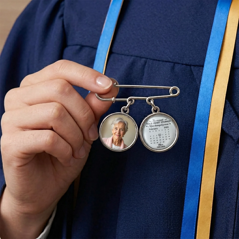 Personalized Photo Charm Lapel Pin – Meaningful Memorial Gifts – This Achievement Is For You Above