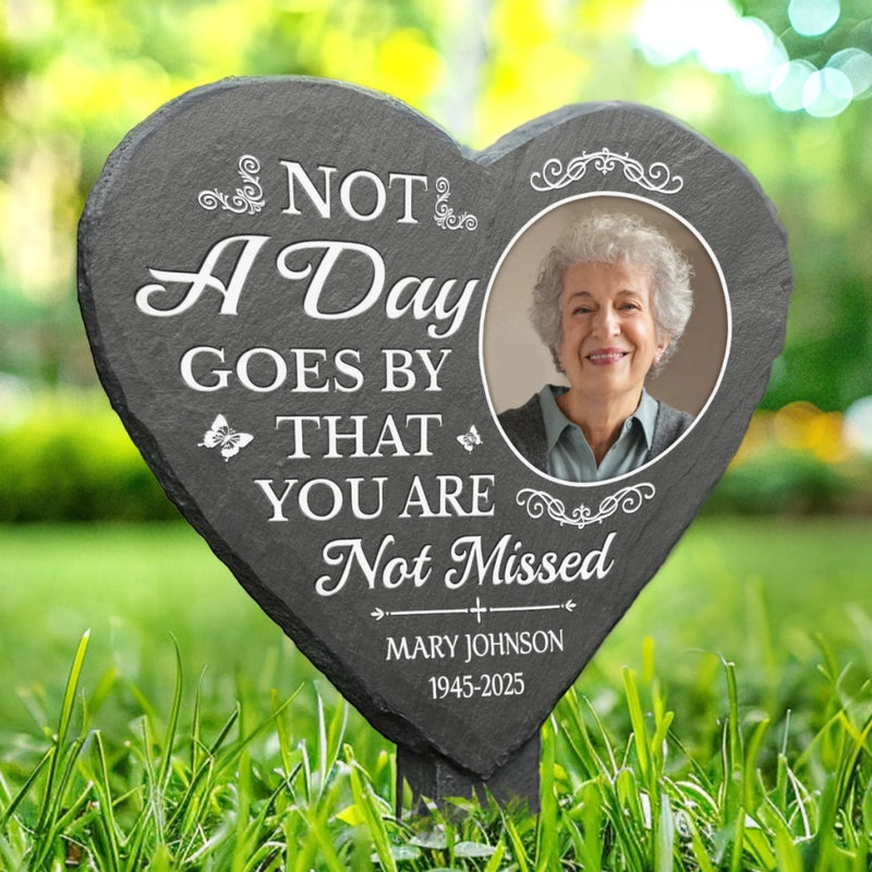 Personalized Photo Garden Stone Stake – Meaningful Memorial Gift – Your Love Still Surrounds Me