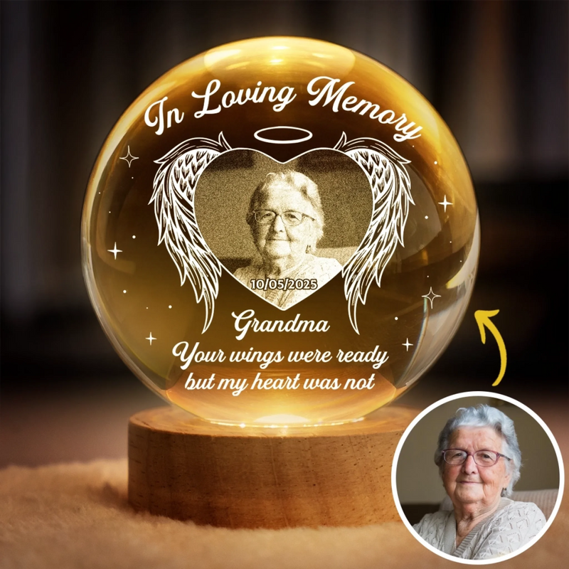 Personalized Photo Crystal Globe Lamp – Meaningful Memorial Gift – My Heart Still Holds You