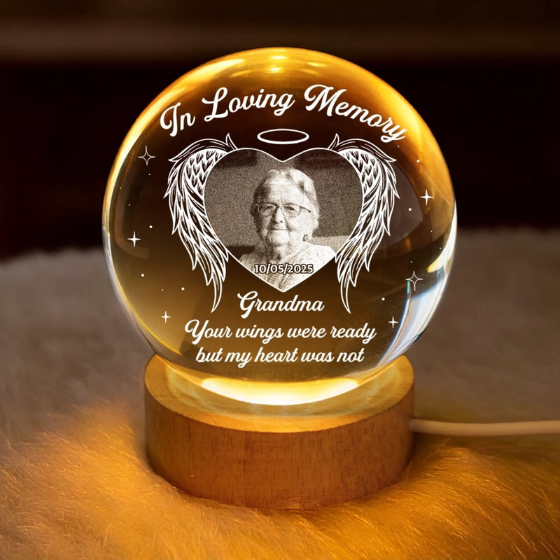 Personalized Photo Crystal Globe Lamp – Meaningful Memorial Gift – My Heart Still Holds You