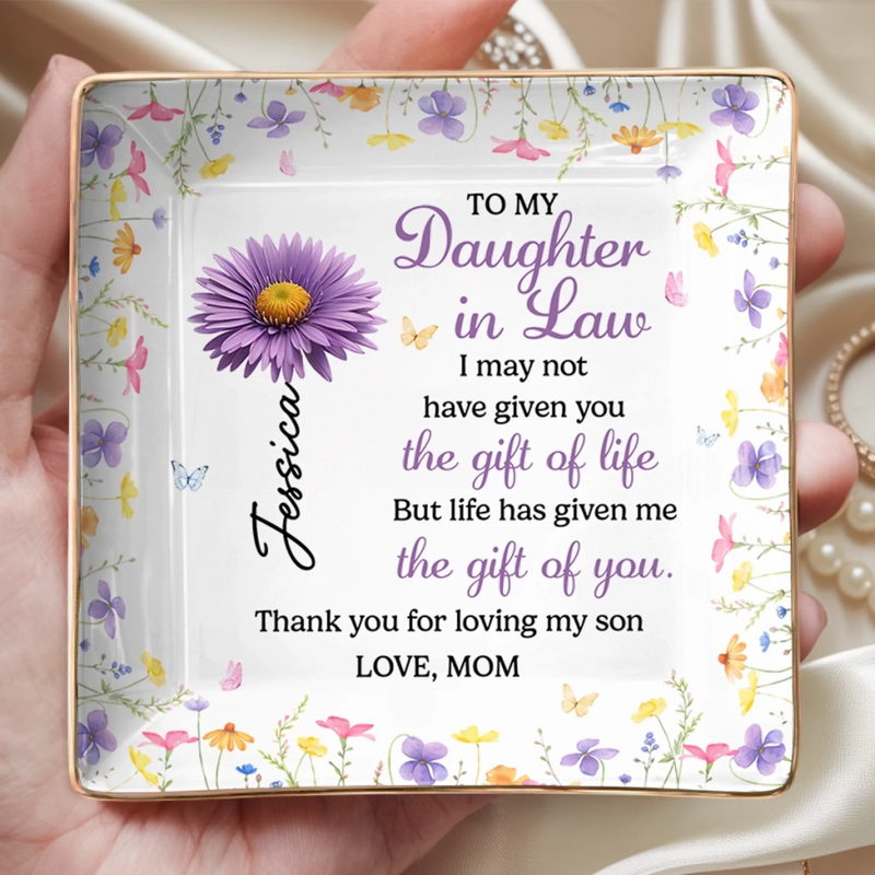 Personalized Full-Print Jewelry Dish – Gifts For Daughter-In-Law – So Lucky To Have You