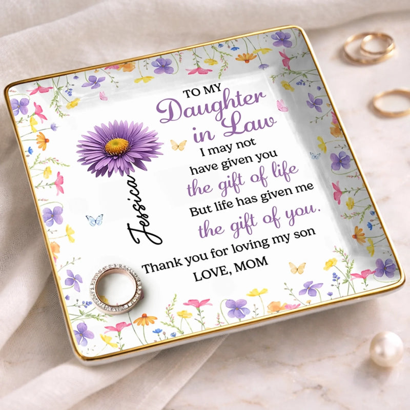 Personalized Full-Print Jewelry Dish – Gifts For Daughter-In-Law – So Lucky To Have You