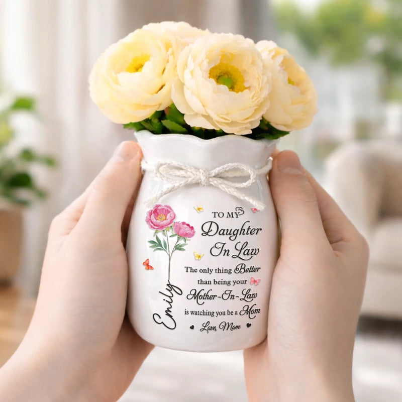 Personalized Ribbon Flower Vase – Mother’s Day Gifts for Daughter, Daughter-In-Law– You Are Truly Loved