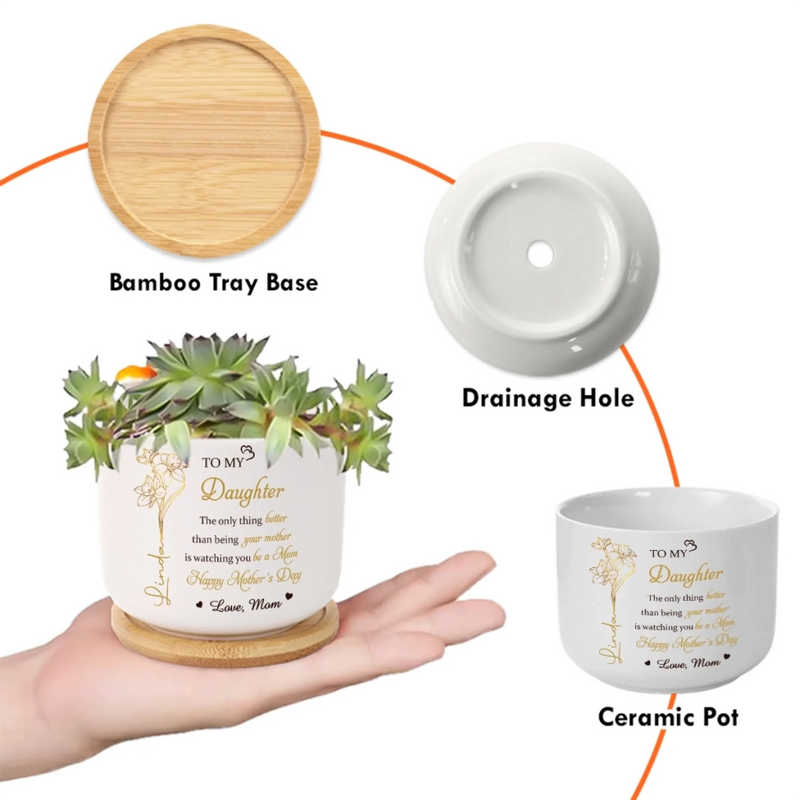 Personalized Ceramic Plant Pot – Mother's Day Gifts For Daughter, Daughter-In-Law – Love Grows Beautifully Through You