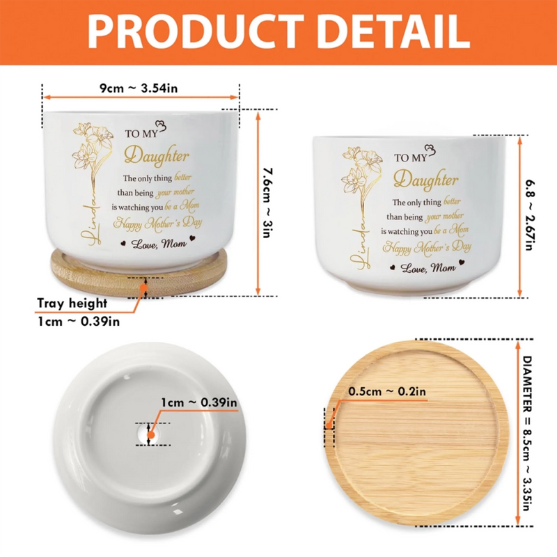 Personalized Ceramic Plant Pot – Mother's Day Gifts For Daughter, Daughter-In-Law – Love Grows Beautifully Through You