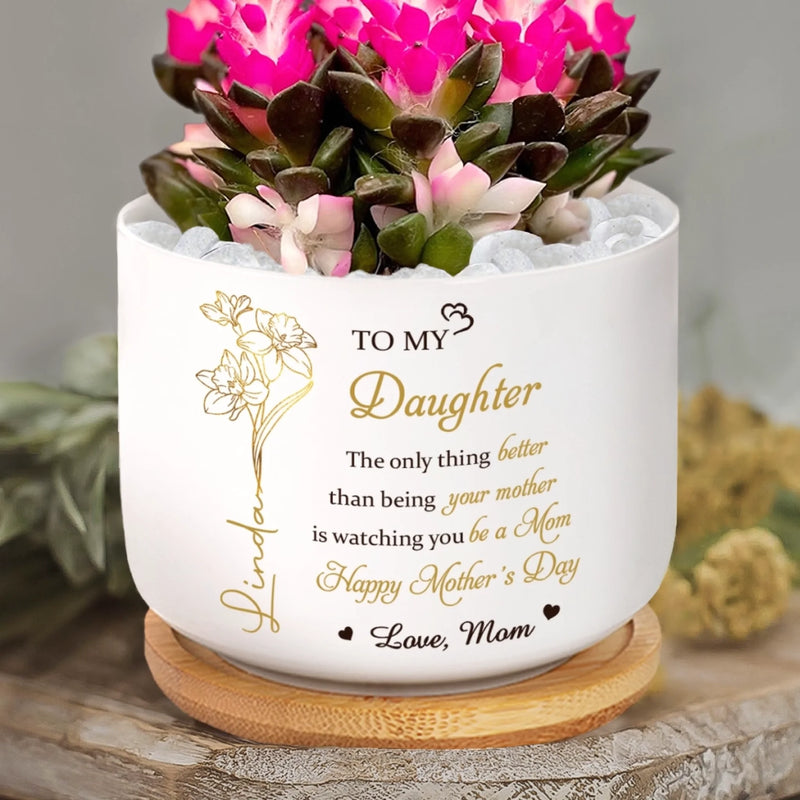 Personalized Ceramic Plant Pot – Mother's Day Gifts For Daughter, Daughter-In-Law – Love Grows Beautifully Through You