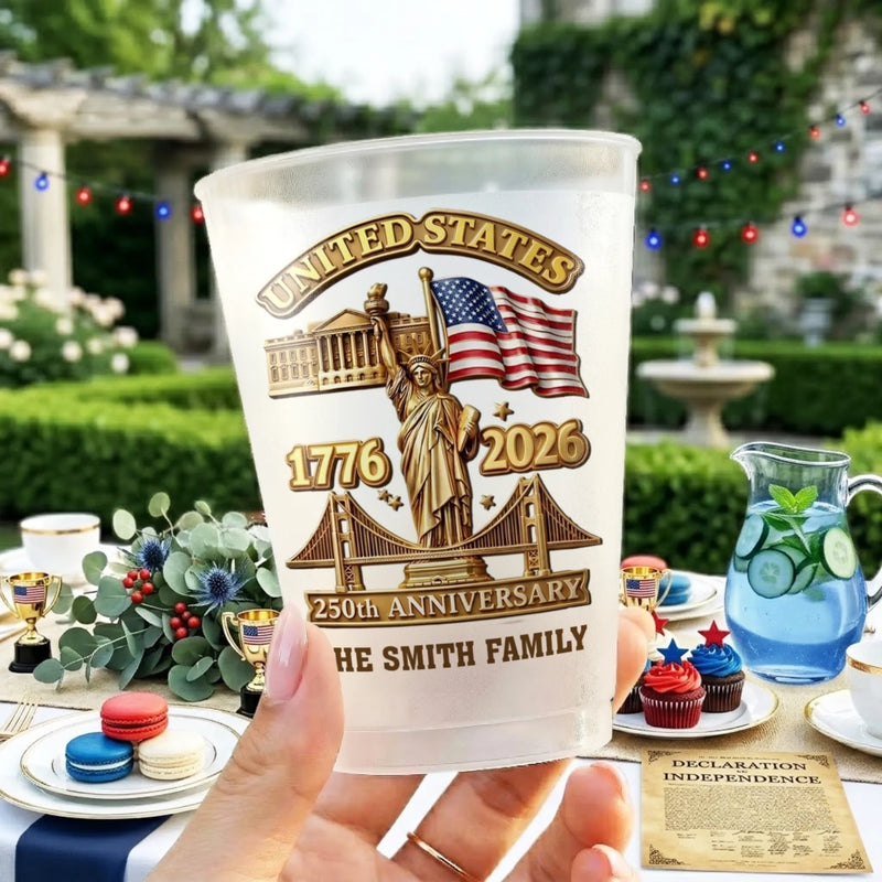 Personalized America 250th Anniversary Party Plastic Cups – Gifts For Family – The Land Of The Free