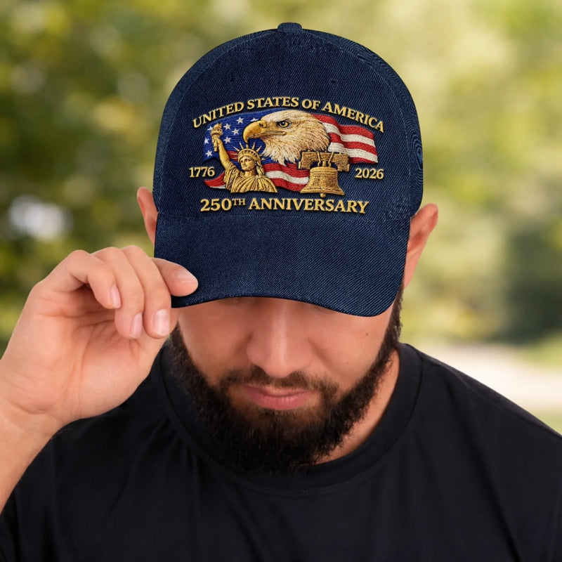Personalized America 250th Anniversary Baseball Cap – Gift for Men, Women – United In Brave Tradition