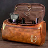 Personalized Leather Toiletry Bag – Custom Travel Wash Bag Gift for Dad, Husband, Brother or Grandpa