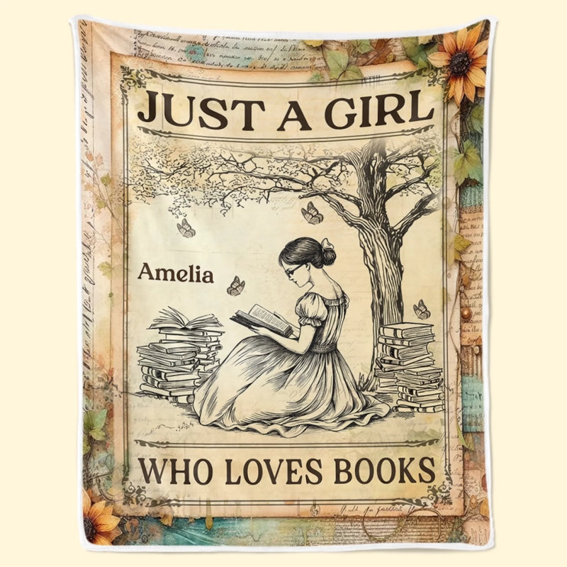 Personalized Blanket for Book Lovers – Custom Reading Gift for Readers and Bookworms - Just A Girl