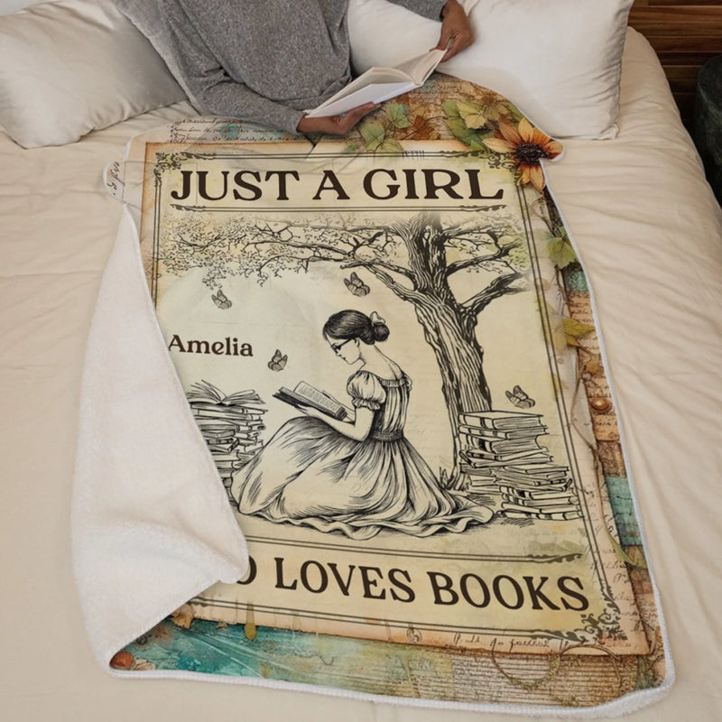 Personalized Blanket for Book Lovers – Custom Reading Gift for Readers and Bookworms - Just A Girl