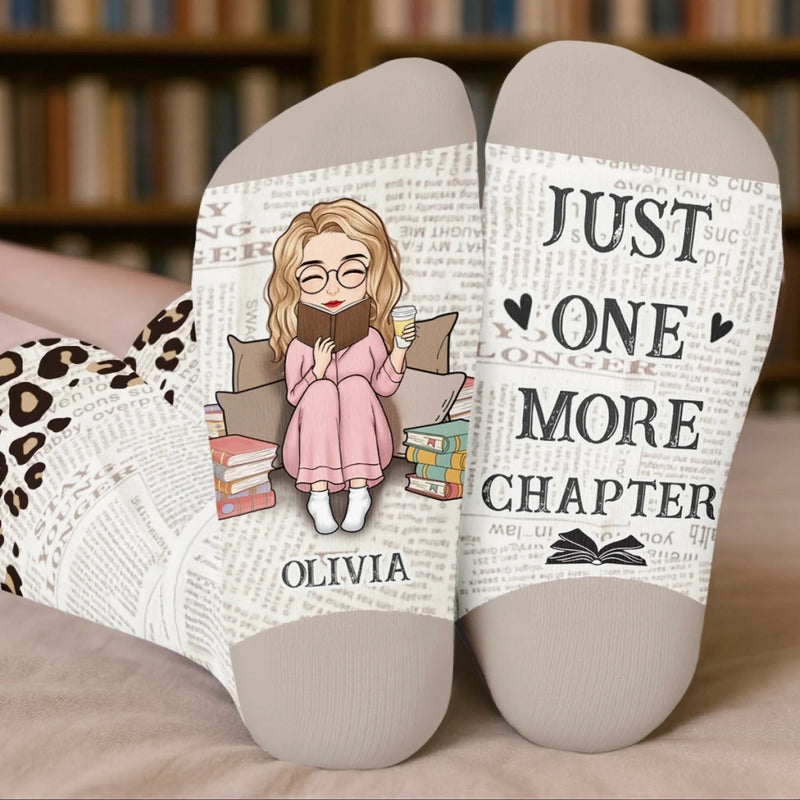 Personalized Crew Socks for Book Lovers – Custom Reading Gift for Readers and Bookworms - One More