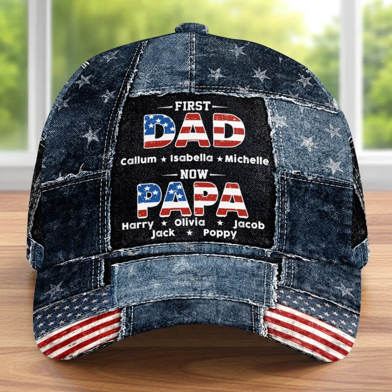 Personalized Baseball Cap – Gift For Grandpa, Dad – First A Dad, Now A Blessed Grandpa