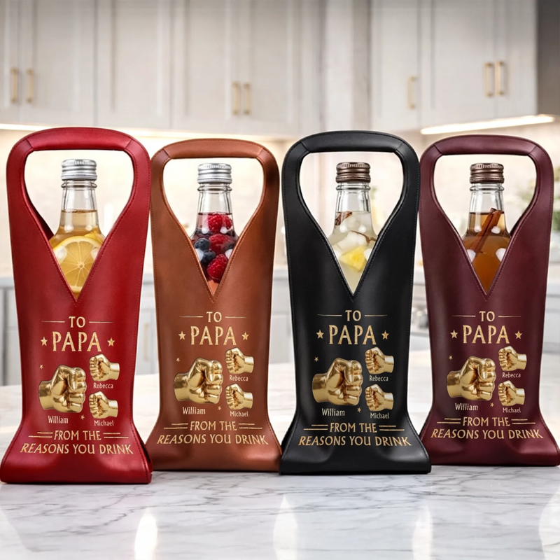 Personalized Leather Wine Bag – Father's Day Gifts For Grandpa, Dad – My Strength Comes From You