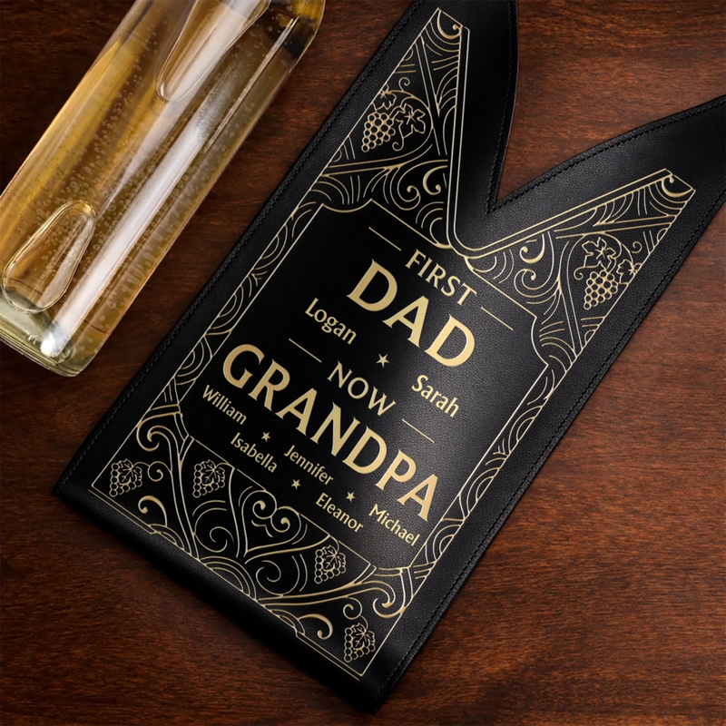 Personalized Leather Wine Bag – Father's Day Gifts For Grandpa, Dad – First Dad, Now Grandpa Forever