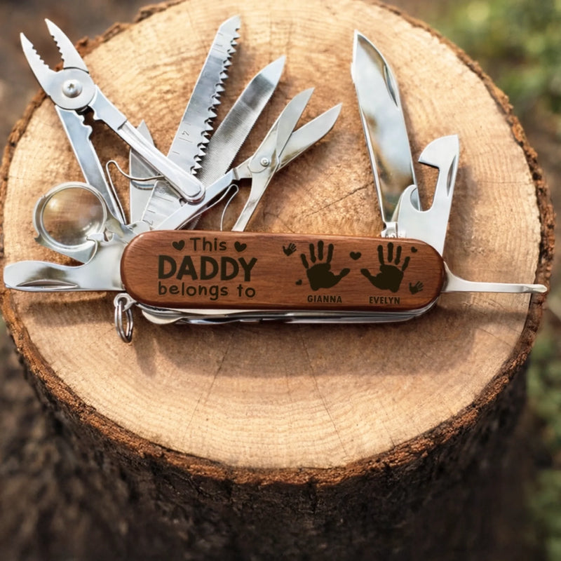 Personalized 15-in-1 Pocket Multi Tool – Father's Day Gifts For Grandpa, Dad – Grandpa The Real MVP