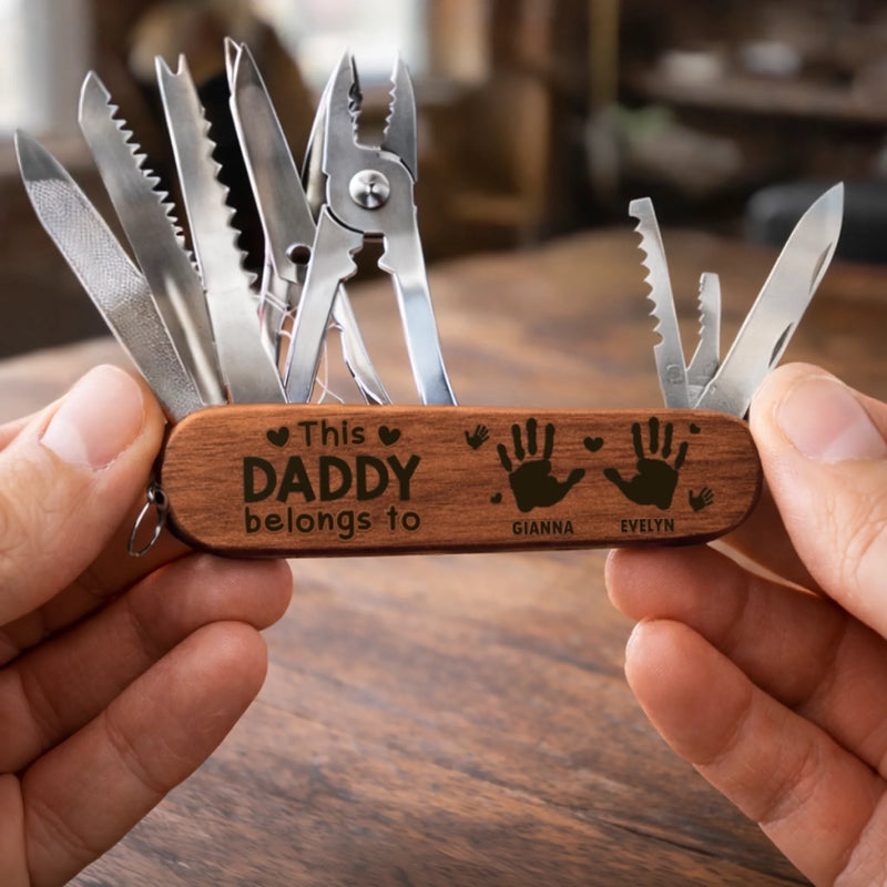 Personalized 15-in-1 Pocket Multi Tool – Father's Day Gifts For Grandpa, Dad – Grandpa The Real MVP