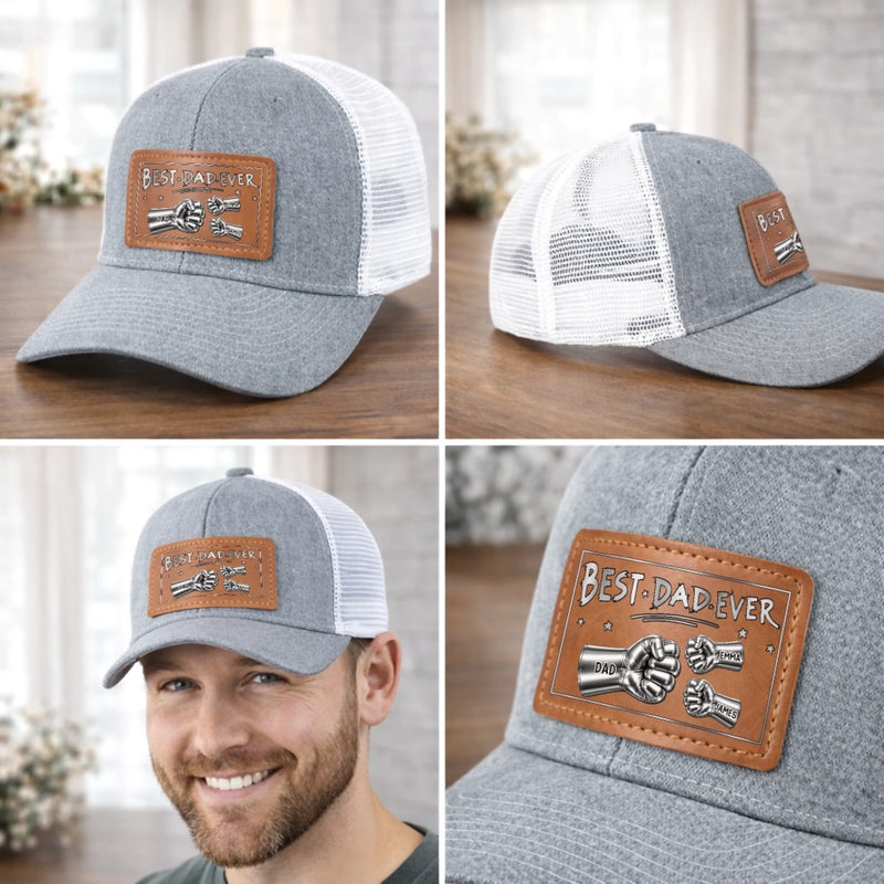 Personalized Leather Patch Hat – Father's Day Gifts For Dad, Grandpa – Dad Mode Always On