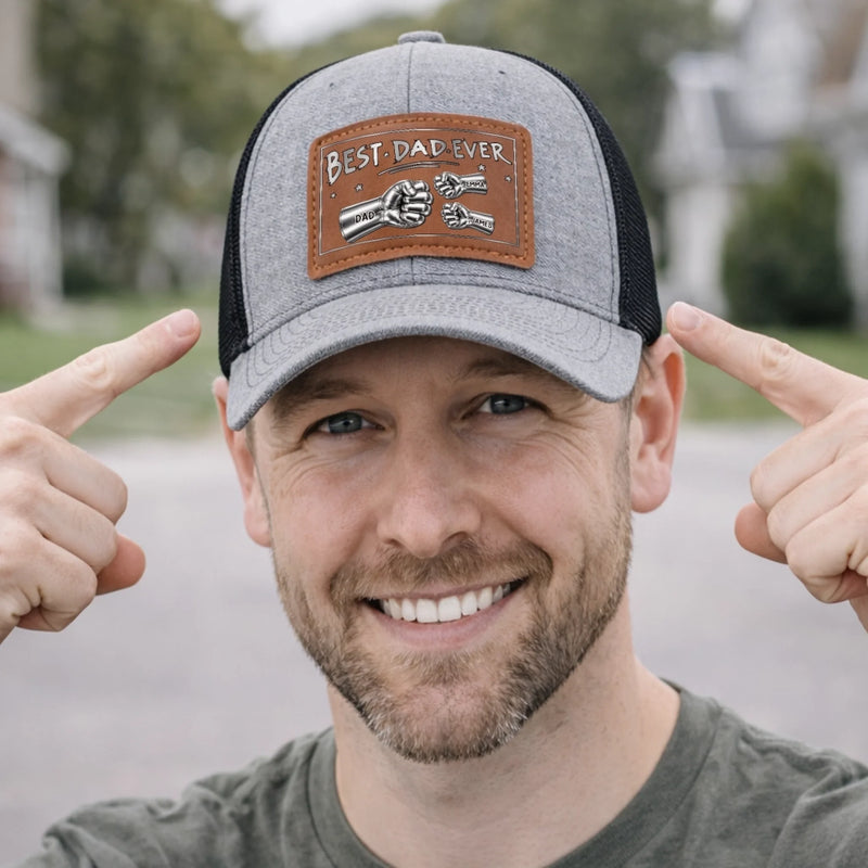 Personalized Leather Patch Hat – Father's Day Gifts For Dad, Grandpa – Dad Mode Always On