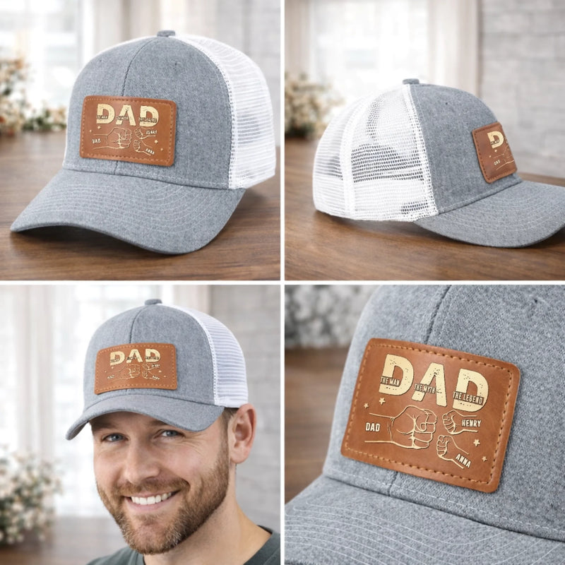Personalized Leather Patch Hat – Father's Day Gifts For Dad, Grandpa – You Mean The World