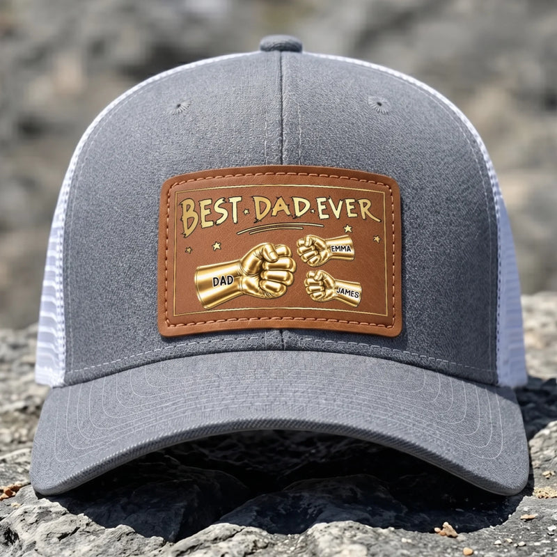 Personalized Leather Patch Hat – Father's Day Gifts For Dad, Grandpa – Daddy Life Best Life