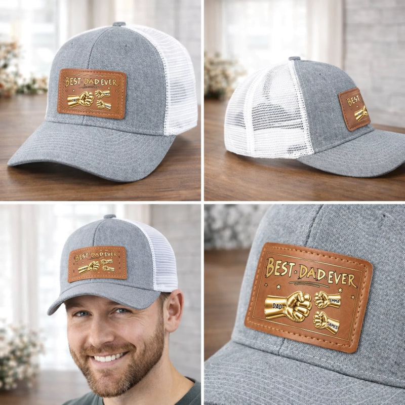 Personalized Leather Patch Hat – Father's Day Gifts For Dad, Grandpa – Daddy Life Best Life