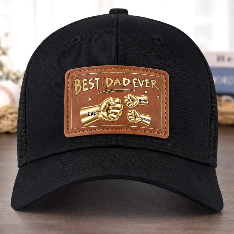 Personalized Leather Patch Hat – Father's Day Gifts For Dad, Grandpa – Daddy Life Best Life