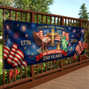 Personalized America 250th Anniversary Polyester Outdoor Banner – Gifts For Family – Proud Hearts Shine Bright