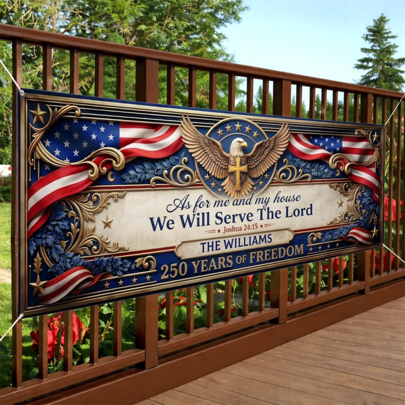 Personalized America 250th Anniversary Polyester Outdoor Banner – Gifts For Family – United By Strength And Spirit