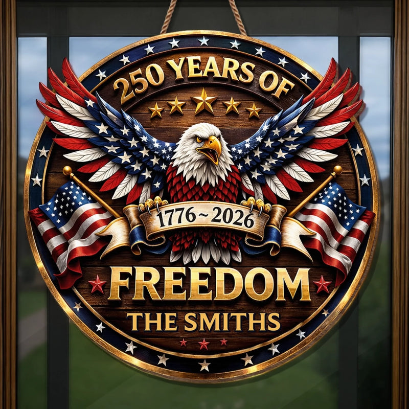 Personalized America 250th Anniversary Wood Sign – Gifts For Family – Proud Of Our Shared Story