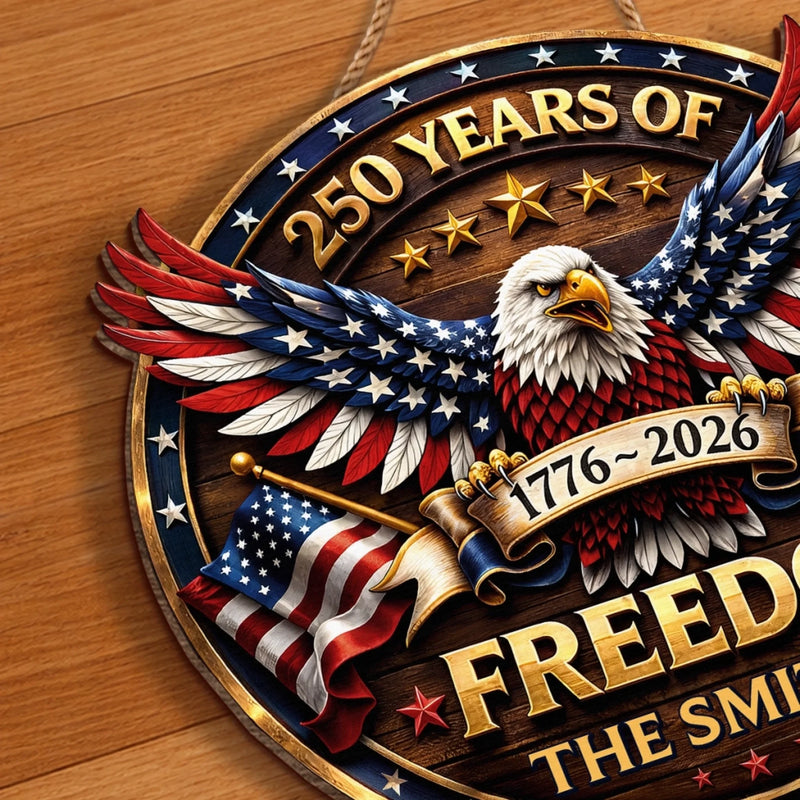 Personalized America 250th Anniversary Wood Sign – Gifts For Family – Proud Of Our Shared Story