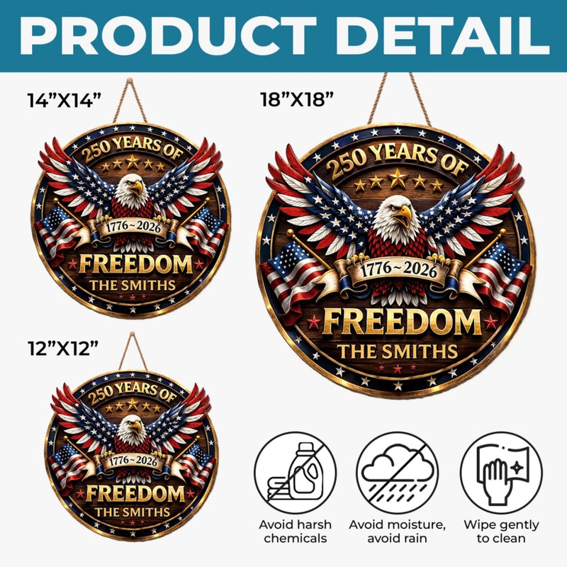 Personalized America 250th Anniversary Wood Sign – Gifts For Family – Proud Of Our Shared Story
