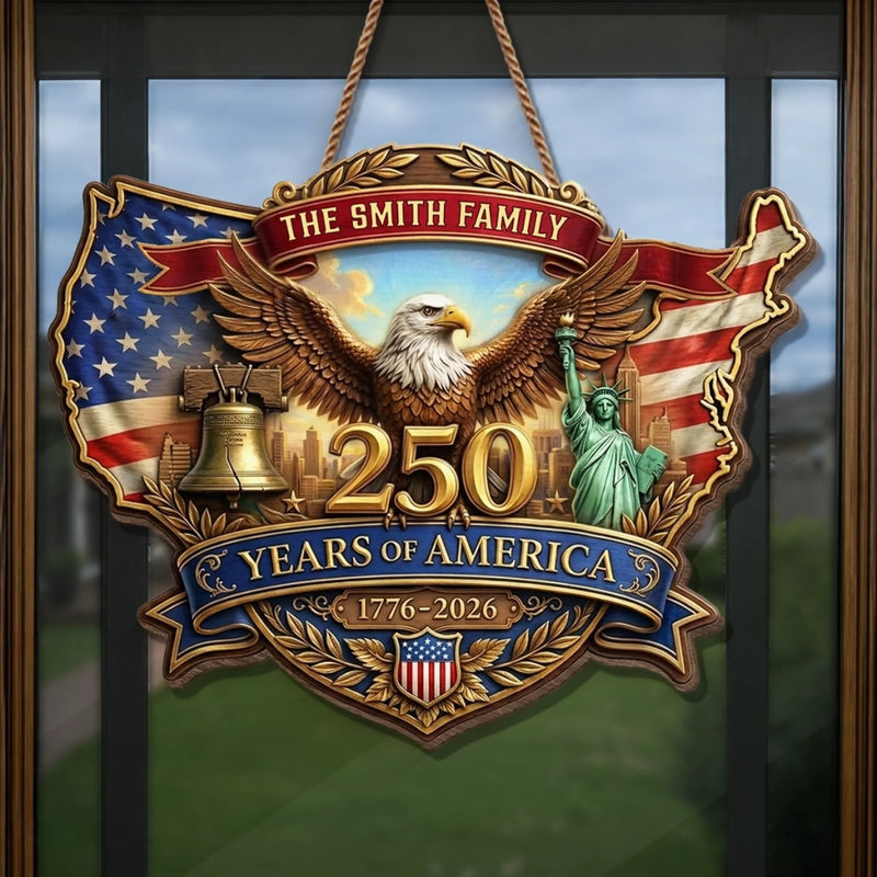 Personalized America 250th Anniversary Wood Sign – Gifts For Family – God Bless America And This Home