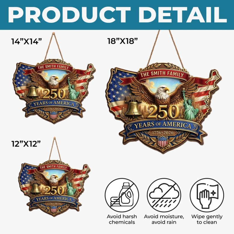 Personalized America 250th Anniversary Wood Sign – Gifts For Family – God Bless America And This Home