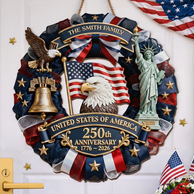 Personalized America 250th Anniversary Wood Sign – Gifts For Family – Family Forever United