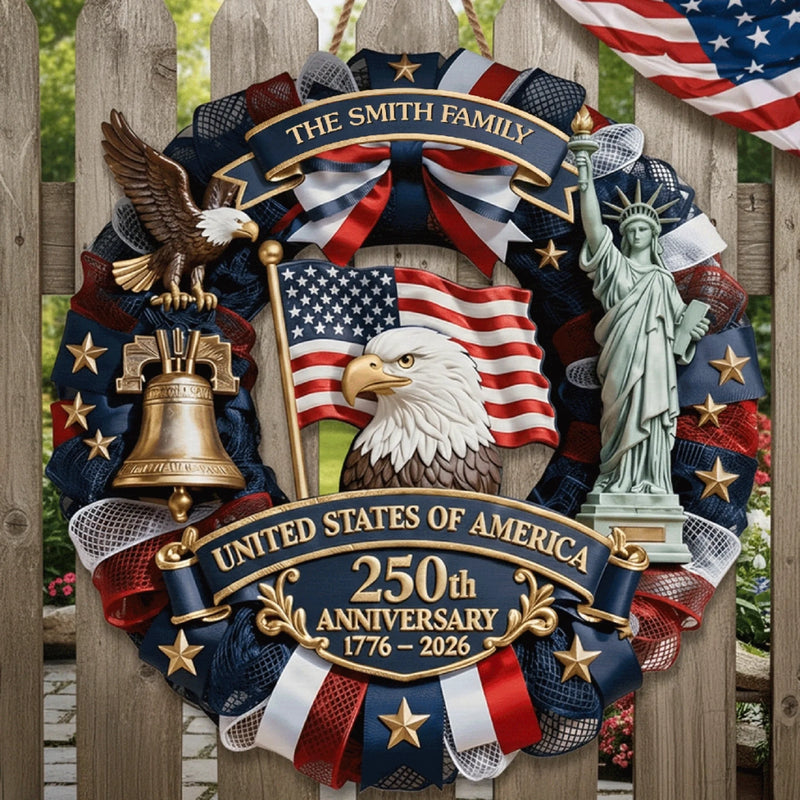Personalized America 250th Anniversary Wood Sign – Gifts For Family – Family Forever United