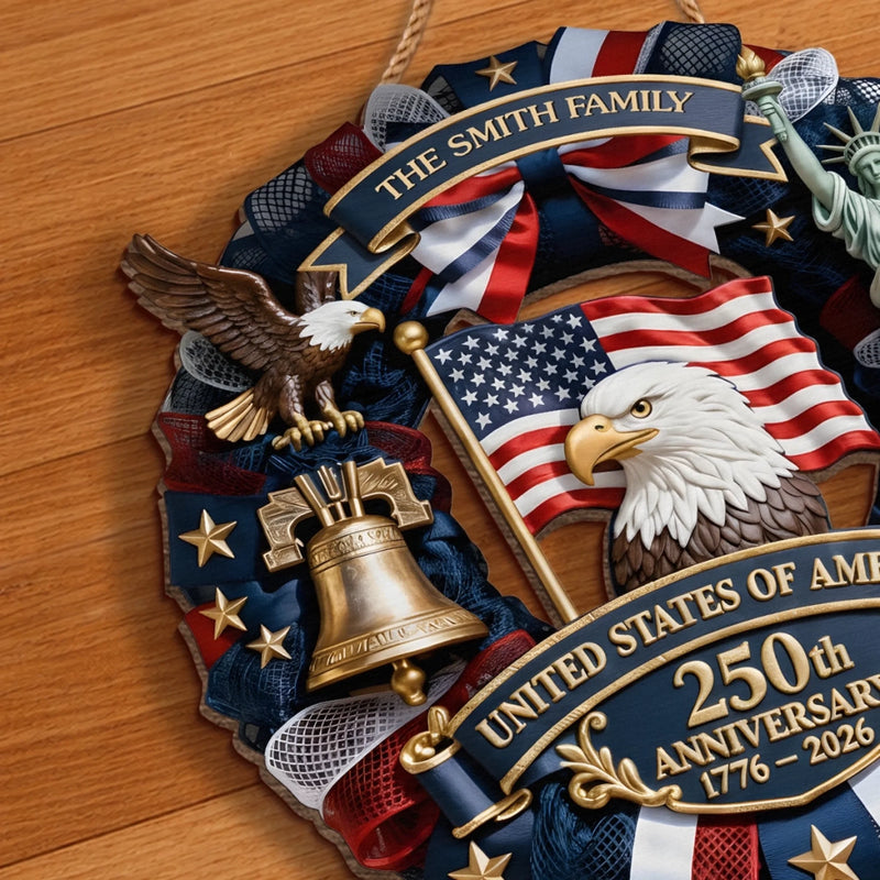 Personalized America 250th Anniversary Wood Sign – Gifts For Family – Family Forever United