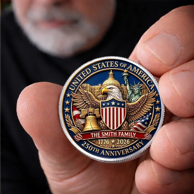 Personalized America 250th Anniversary Commemorative Keepsake Coin – Gifts For Family – Generations Of American Pride